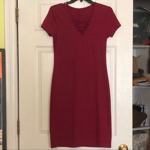 knee-length midi ribbed bodycon dress